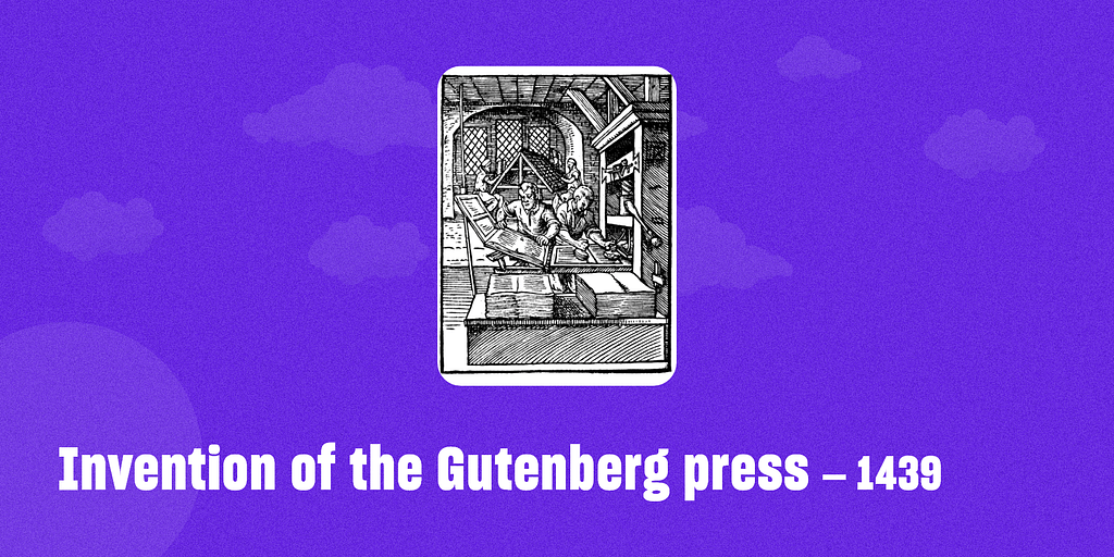 Invention of the Gutenberg press – 1439