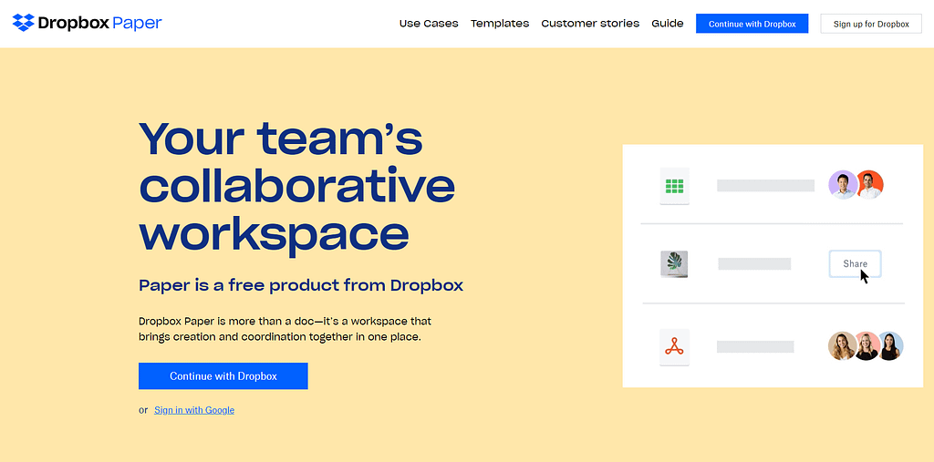 Dropbox Paper - Collaborative Documentation Workspace - Modern Next-Gen Documentation Tool